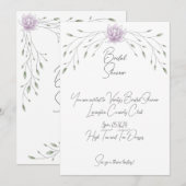 ウェディングシャワー エレガントな葉とピンクの蓮 招待状 (正面/裏面)