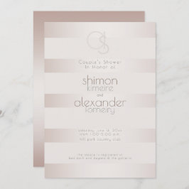 ウェディングシャワー |エレガントモダン赤面ストライプー 招待状