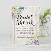 ウェディングシャワー エレガント 多肉植物 ラスティックウッド 招待状 (スタンド正面)