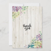 ウェディングシャワー エレガント 多肉植物 ラスティックウッド 招待状 (裏面)