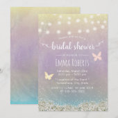 ウェディングシャワー エレガント 水彩蝶 花 招待状 (正面/裏面)