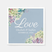 ウェディングシャワー エレガント 水彩 多肉植物 スタンダードカクテルナプキン (正面)