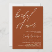 ウェディングシャワー オレンジ色のテラコッタ コリアンダー 招待状 (正面)