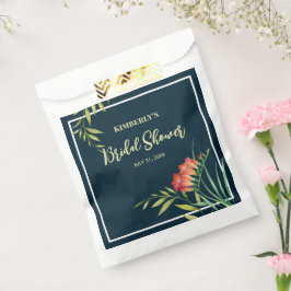 ウェディングシャワー オレンジ クロコスミア 水彩画 フェイバーバッグ