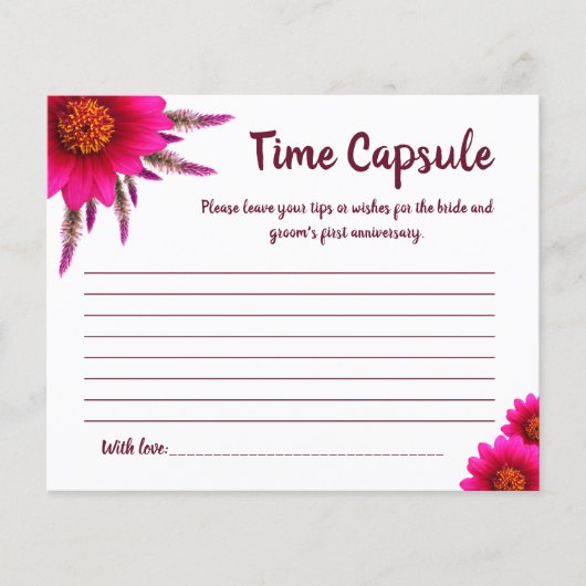ウェディングシャワー カード タイムカプセル 新婚夫婦へのアドバイス (正面)