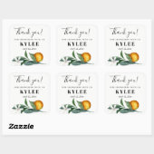 ウェディングシャワー ギフトステッカー オレンジ色のタンジェリン スクエアシール (シート)