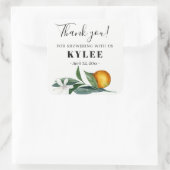 ウェディングシャワー ギフトステッカー オレンジ色のタンジェリン スクエアシール (バッグ)