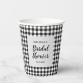 ウェディングシャワー ギンガム ブラックホワイト チェック 紙コップ (正面)