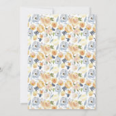 ウェディングシャワー コーラル ピーチ ネイビー 水彩 フラワー 招待状 (裏面)