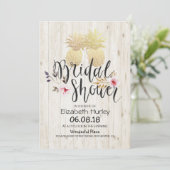 ウェディングシャワー ゴールデンパイナップル カップル ラスティック ウッド 招待状 (スタンド正面)