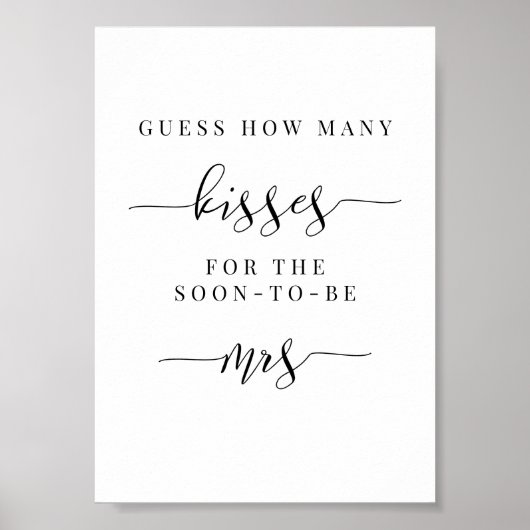ウェディングシャワー サイン - キスの数を当ててみて (正面)