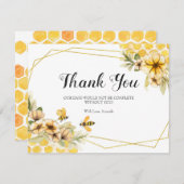 ウェディングシャワー サンキライ黄色 ハチ 感謝カード (正面/裏面)