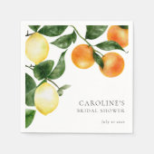 ウェディングシャワー シトラス フルーツ ウォーターカラー グリーン スタンダードカクテルナプキン (正面)