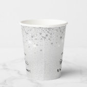 ウェディングシャワー シルバーグリッター エレガント モノグラム 紙コップ (右)
