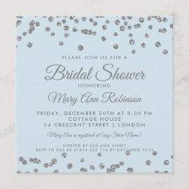 ウェディングシャワー シルバー グリッター コンフェッティ アイスブルー 招待状