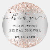 ウェディングシャワー シルバー ローズゴールド ありがとう ラウンドシール (正面)