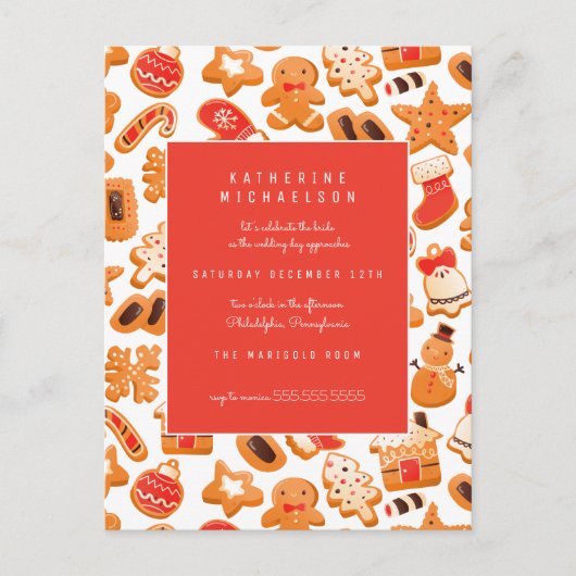 ウェディングシャワー | ジンジャーブレッドクッキー 招待状 (正面)