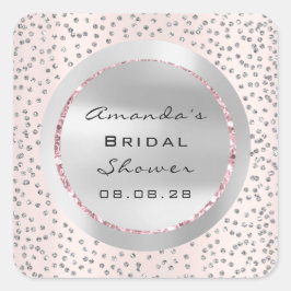 ウェディングシャワー スイート16 ローズ グリッター グレー コンフェッティ スクエアシール