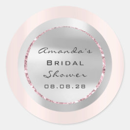 ウェディングシャワー スイート16 ローズ スパークリー グリッター グレー ラウンドシール