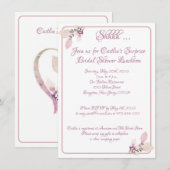 ウェディングシャワー、ダスティローズのアウトライン 招待状 (正面/裏面)