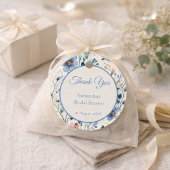 ウェディングシャワー　ダスティーブルー　フラワル　水彩 フェイバータグ