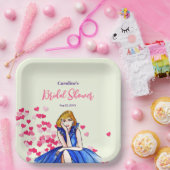 ウェディングシャワー ダークロイヤルブルー コックテールドレス ペーパープレート (パーティー)