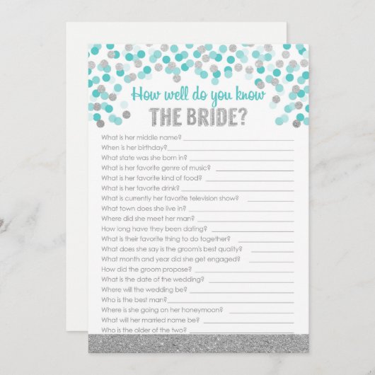 ウェディングシャワー トラivia ゲーム ~ シルバーとターコイズ (正面/裏面)