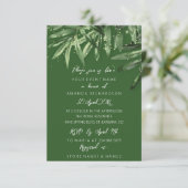 ウェディングシャワー トロピカル サージ グリーン ゴールド エレガント 招待状 (スタンド正面)