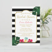 ウェディングシャワー トロピカル パイナップル & ハイビスカス モダン 招待状 (スタンド正面)