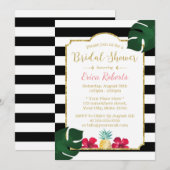 ウェディングシャワー トロピカル パイナップル & ハイビスカス モダン 招待状 (正面/裏面)