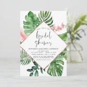 ウェディングシャワー トロピカル パーム ウォーターカラー 幾何学模様 I 招待状 (スタンド正面)