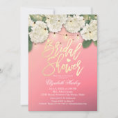 ウェディングシャワー ハイドランジアの花 ストリングライト ピンク 招待状 (正面)