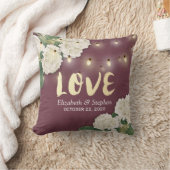 ウェディングシャワー ハイドランジア ストリング ライト バーガンディ レッド クッション (ブランケット)