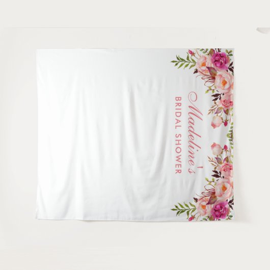 ウェディングシャワー バックドロップ | フォトブース プロップ ピンク タペストリー (正面(横))