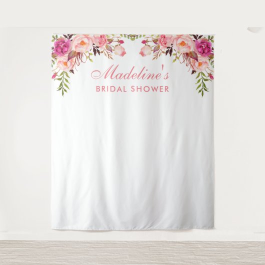 ウェディングシャワー バックドロップ | フォトブース プロップ ピンク タペストリー (正面)