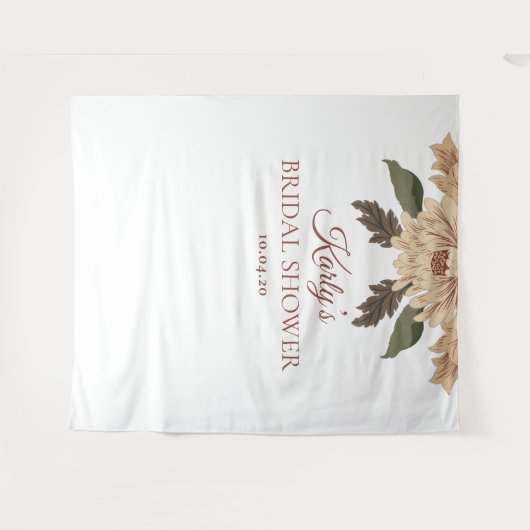 ウェディングシャワー バックドロップ 現代の花柄モチーフ タペストリー (正面(横))