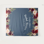 ウェディングシャワー バーガンディーブルー 花 名前 フォトプロップ タペストリー (正面(横))