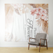 ウェディングシャワー パンパスグラス タン ラスティック フラワーリング タペストリー (インサイチュ(横))