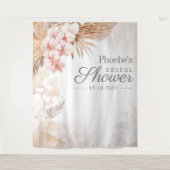 ウェディングシャワー パンパスグラス タン ラスティック フラワー タペストリー (正面)