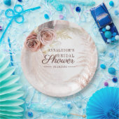 ウェディングシャワー パンパスグラス テラコッタ ボヘミアンパームズ ペーパープレート (パーティー)