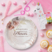 ウェディングシャワー パンパスグラス テラコッタ ボヘミアンパームズ ペーパープレート (パーティー)