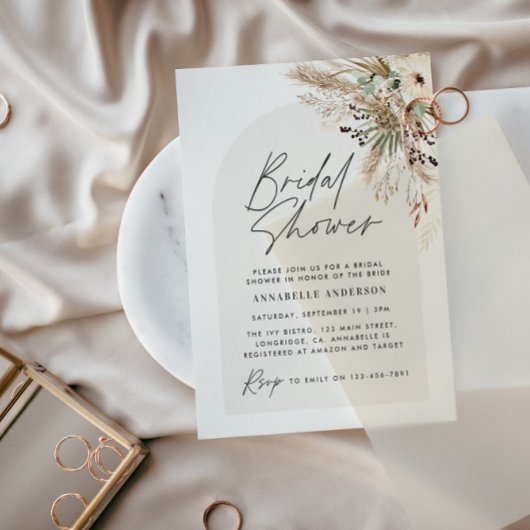 ウェディングシャワー パンパスグラス モダン ブラック エレガント 招待状