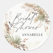 ウェディングシャワー パンパスグラス モダン ブラック エレガント sq ラウンドシール (正面)