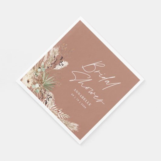 ウェディングシャワー パンパスグラス モダン ボヘミア エレガント スタンダードランチョンナプキン (角)
