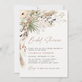 ウェディングシャワー パンパスグラス モダン ボヘミア エレガント 招待状 (正面)