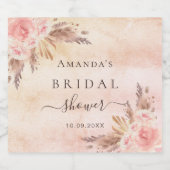 ウェディングシャワー パンパスグラス ローズゴールド スパークリングワインラベル (シングルラベル)