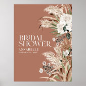 ウェディングシャワー パンパス テラコッタ モダン テラコッタ ポスター (正面)