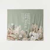 ウェディングシャワー パンパス モダン エレガント サージュグリーン タペストリー (正面(横))