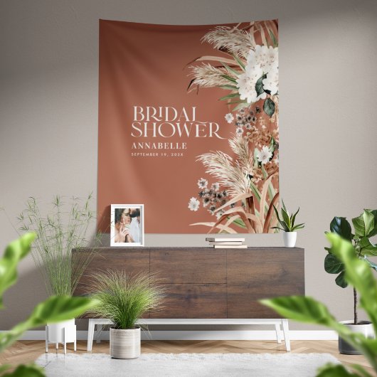 ウェディングシャワー パンパス モダン エレガント テラコッタ タペストリー