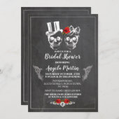 ウェディングシャワー パーティー ローズ スカル ハロウィン インビテ 招待状 (正面/裏面)